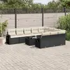 Image de vidaXL Salon de jardin 11 pcs avec coussins noir résine tressée
