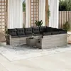Image de vidaXL Salon de jardin 11 pcs avec coussins gris clair résine tressée