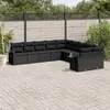 Image de vidaXL Salon de jardin 10 pcs avec coussins noir résine tressée
