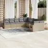 Image de vidaXL Salon de jardin avec coussins 10 pcs beige résine tressée