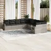 Image de vidaXL Salon de jardin avec coussins 10 pcs gris clair résine tressée