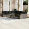 Image de vidaXL Salon de jardin 11 pcs avec coussins gris résine tressée