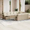 Image de vidaXL Salon de jardin 11 pcs avec coussins beige résine tressée