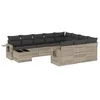 Image de vidaXL Salon de jardin 11 pcs avec coussins gris clair résine tressée
