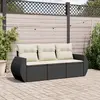 Image de vidaXL Salon de jardin 3 pcs avec coussins noir résine tressée
