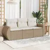 Image de vidaXL Salon de jardin avec coussins 3 pcs beige résine tressée