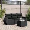 Image de vidaXL Salon de jardin 4 pcs avec coussins noir résine tressée