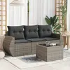 Image de vidaXL Salon de jardin 4 pcs avec coussins gris résine tressée