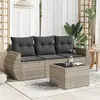 Image de vidaXL Salon de jardin 4 pcs avec coussins gris clair résine tressée