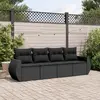 Image de vidaXL Salon de jardin 4 pcs avec coussins noir résine tressée