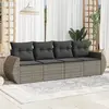 Image de vidaXL Salon de jardin 4 pcs avec coussins gris résine tressée