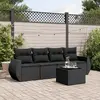 Image de vidaXL Salon de jardin 5 pcs avec coussins noir résine tressée