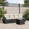 Image de vidaXL Salon de jardin 5 pcs avec coussins noir résine tressée