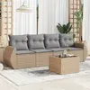 Image de vidaXL Salon de jardin avec coussins 5 pcs beige résine tressée