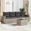 Image de vidaXL Salon de jardin 5 pcs avec coussins gris clair résine tressée