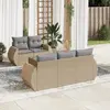 Image de vidaXL Salon de jardin avec coussins 6 pcs beige résine tressée