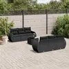 Image de vidaXL Salon de jardin 7 pcs avec coussins noir résine tressée