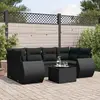 Image de vidaXL Salon de jardin 7 pcs avec coussins noir résine tressée