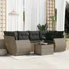 Image de vidaXL Salon de jardin avec coussins 7 pcs gris résine tressée