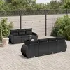 Image de vidaXL Salon de jardin 8 pcs avec coussins noir résine tressée