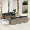 Image de vidaXL Salon de jardin 8 pcs avec coussins gris résine tressée
