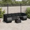 Image de vidaXL Salon de jardin 8 pcs avec coussins noir résine tressée