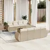 Image de vidaXL Salon de jardin avec coussins 9 pcs beige résine tressée