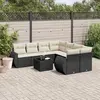 Image de vidaXL Salon de jardin 9 pcs avec coussins noir résine tressée