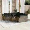 Image de vidaXL Salon de jardin 9 pcs avec coussins gris résine tressée