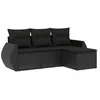 Image de vidaXL Salon de jardin 4 pcs avec coussins noir résine tressée