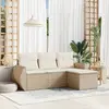 Image de vidaXL Salon de jardin avec coussins 4 pcs beige résine tressée