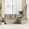 Image de vidaXL Salon de jardin avec coussins 4 pcs beige résine tressée