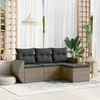 Image de vidaXL Salon de jardin 4 pcs avec coussins gris résine tressée