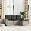 Image de vidaXL Salon de jardin 4 pcs avec coussins gris clair résine tressée