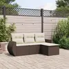 Image de vidaXL Salon de jardin 4 pcs avec coussins marron résine tressée