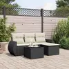Image de vidaXL Salon de jardin 5 pcs avec coussins noir résine tressée
