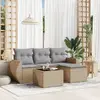 Image de vidaXL Salon de jardin avec coussins 5 pcs beige résine tressée