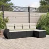 Image de vidaXL Salon de jardin 5 pcs avec coussins noir résine tressée