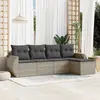 Image de vidaXL Salon de jardin 5 pcs avec coussins gris clair résine tressée