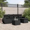 Image de vidaXL Salon de jardin 6 pcs avec coussins noir résine tressée