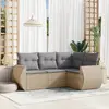Image de vidaXL Salon de jardin avec coussins 4 pcs beige résine tressée
