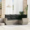 Image de vidaXL Salon de jardin 4 pcs avec coussins gris clair résine tressée