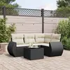 Image de vidaXL Salon de jardin 5 pcs avec coussins noir résine tressée