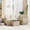 Image de vidaXL Salon de jardin avec coussins 5 pcs beige résine tressée