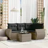 Image de vidaXL Salon de jardin 5 pcs avec coussins gris résine tressée