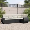 Image de vidaXL Salon de jardin 5 pcs avec coussins noir résine tressée