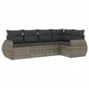 Image de vidaXL Salon de jardin 5 pcs avec coussins gris résine tressée