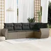 Image de vidaXL Salon de jardin 5 pcs avec coussins gris résine tressée