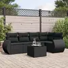 Image de vidaXL Salon de jardin 6 pcs avec coussins noir résine tressée