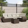Image de vidaXL Salon de jardin avec coussins 6 pcs marron résine tressée